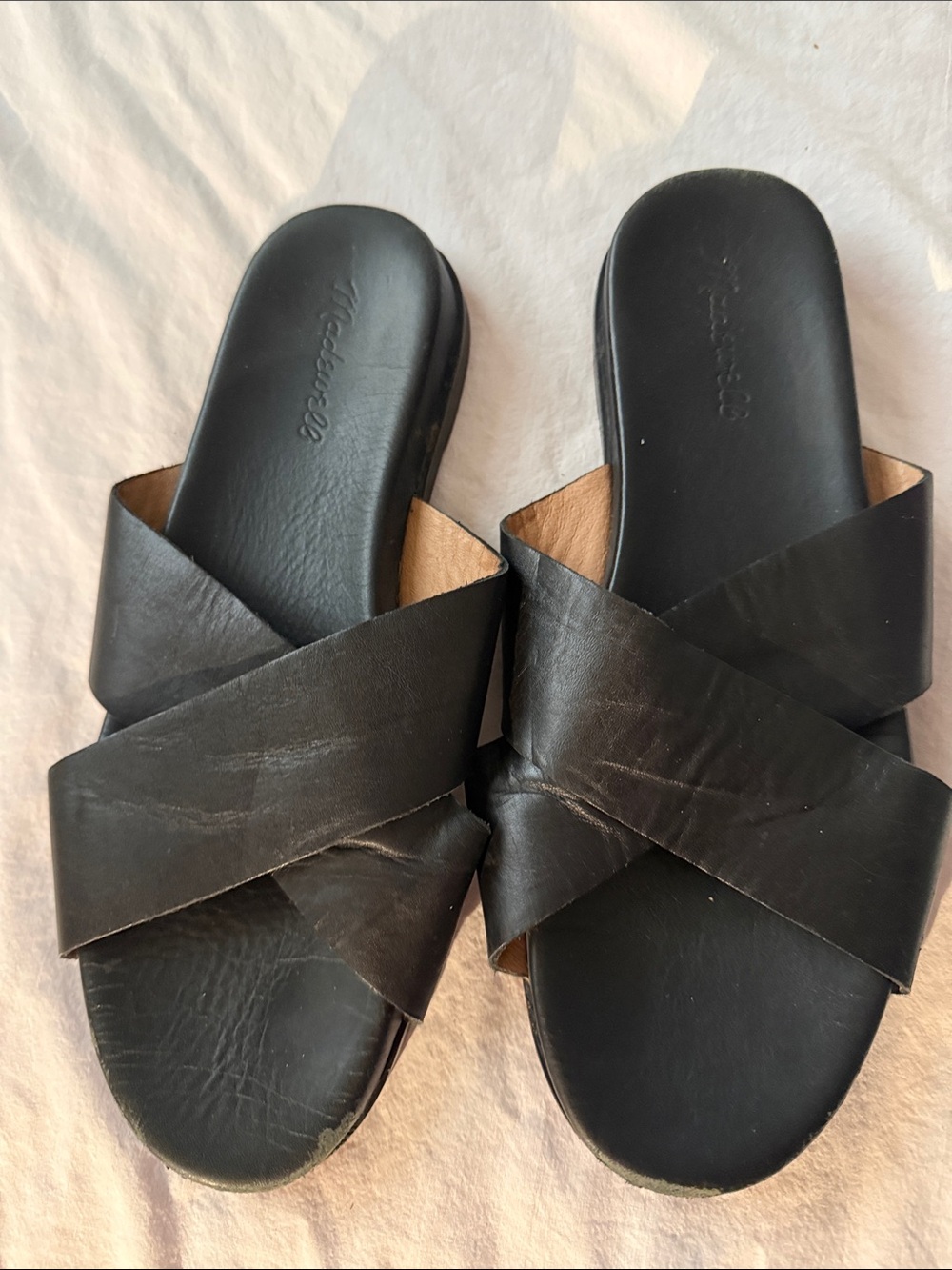 Madewell Black Crisscross Slide Sandals - Women